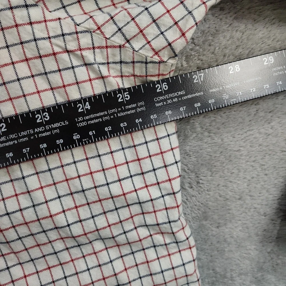 Polo Ralph Lauren Custom Fit Men's XL Ivory Blue Red Check Cotton Button‎ Down